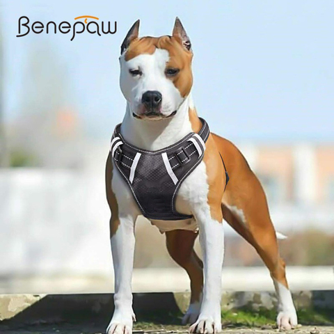 Benepaw − harnais pour animaux de compagnie, respirant et ne tirant pas, pour grands chiens, harnais doux et ajustable, réfléchissant et Durable, contrôle facile ► Photo 1/6