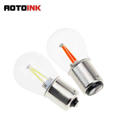 AOTOINK 2 pièces voiture P21w 1156 ba15s LED ampoule à filament 7506 1157 bay15d P21/5W feux de freinage lampe inverse S25 clignotant CA ► Photo 1/6