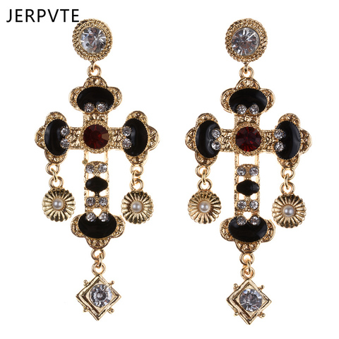 Boucles d'oreilles Vintage mode, bijoux croisés baroques pour femmes, bijoux de style Boho, longs en goutte et lourds ► Photo 1/6