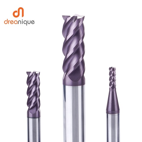 Fraise en carbure de tungstène, 4 cannelures d1-d12 cnc, outils de coupe pour l'usinage du visage et des fentes, fraises à revêtement hrc50 1 pièce ► Photo 1/6