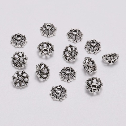 Bouchons de perles à 7 pétales de 8mm, 100 pièces/lot, fleur creuse Antique, ample, à part, pour la fabrication de bijoux à faire soi-même ► Photo 1/4