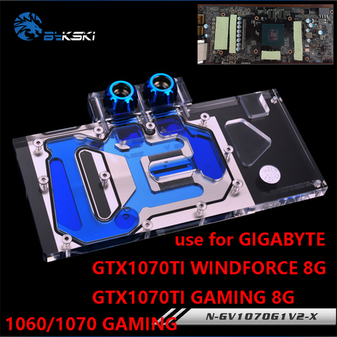 BYKSKI bloc d'eau utilisation pour GIGABYTE GTX1070TI-GAMING-8G/GV-N1070WF2OC-8GD (rev2.0)/1070 G1 GAMING-8G rev.2.0/AORUS GTX1070TI ► Photo 1/6