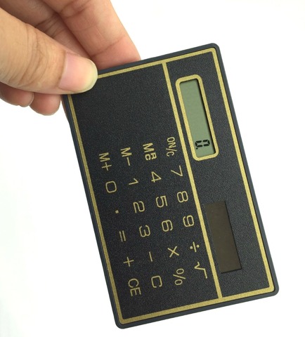 Calculatrice de poche à énergie solaire, carte de crédit mince, petit format Compact de voyage, vente en gros ► Photo 1/4