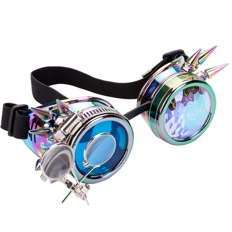 FLORATA – lunettes gothiques Punk unisexe, lunettes EDM arc-en-ciel à différents verres, Rivet Steampunk, lunettes Cosplay Vintage ► Photo 1/6