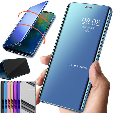 Coque de téléphone Samsung en cuir à rabat, étui intelligent avec vue miroir pour Galaxy S20 Ultra Note 10 S9 S8 Plus S7 Edge S10 5G S10E ► Photo 1/6