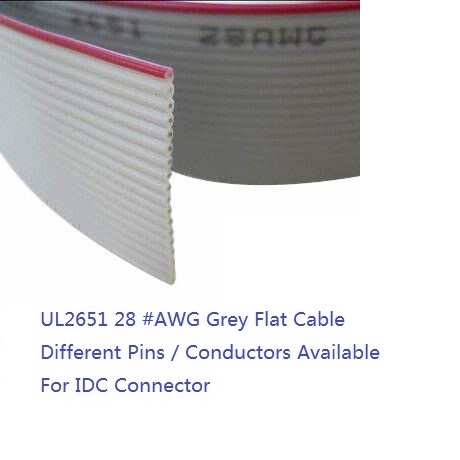 Câble plat Flexible gris 1.27mm UL2651, 2 mètres, 6 8 9 10 12 14 20 24 26 30 40 50 60 64 Pin Way #28 AWG, ruban IDC ► Photo 1/2