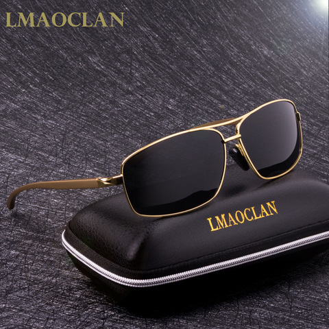 Lmaoculan-lunettes de soleil polarisées en or pour hommes, en Aluminium magnésium, verres carrées classiques pour la conduite, UV400 ► Photo 1/6
