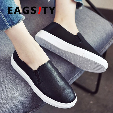 Aegity-mocassins à pénis pour femmes, baskets à bout rond, semelle extérieure confortable et respirante, noir, blanc, chaussures décontractées sans lacet ► Photo 1/6