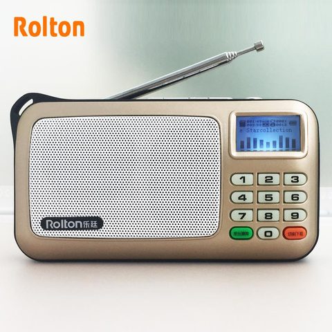 Rolton W505 lecteur MP3 Mini haut-parleurs Audio portables Radio FM avec Support d'écran LCD carte TF jouant de la musique de haute lampe de poche LED ► Photo 1/6