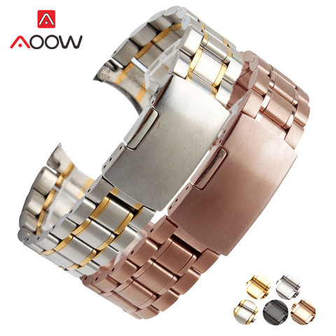 Bracelet en acier inoxydable 18mm 20mm 22mm 24mm sans soudure boucle de déploiement de soudage Bracelet de montre en or Rose accessoires de montre ► Photo 1/6