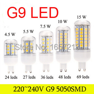 Ampoule LED G9 épis de maïs, 4.5W 5W 7W 10W 15W, 220V jusqu'à 240V, lampe blanche chaude 5050SDM, 1 pièce/lot ► Photo 1/6