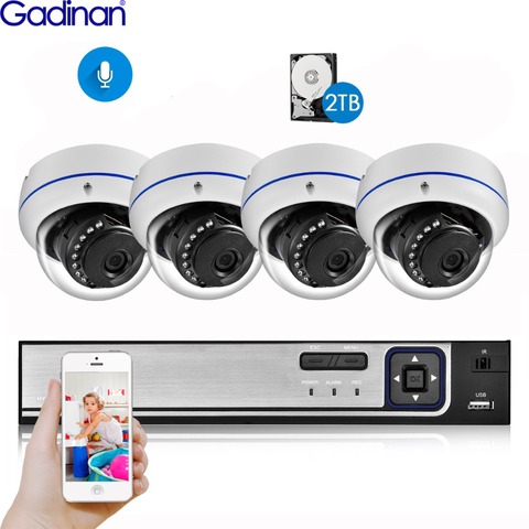 Gadinan – système de caméra de vidéosurveillance, 4 canaux, sécurité à domicile, NVR POE, 5mp à 3mp, son Audio, Kit de Surveillance à Vision nocturne pour l'extérieur ► Photo 1/6