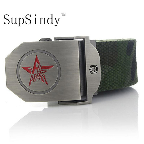 SupSindy-ceinture en jean de luxe pour hommes | Ceinture en forme d'étoile rouge en alliage, ceintures de luxe pour hommes vintage tactique, ceinture militaire en nylon pour hommes ► Photo 1/6