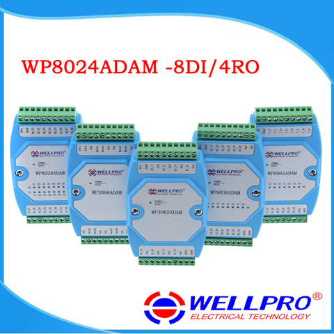 WP8024ADAM ( 8DI/4RO) modules d'entrée et de sortie numériques relais/optocoupleur isolé/RS485 MODBUS RTU communications ► Photo 1/5