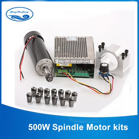 500W Kits de broche refroidis par Air moteur de broche 0.5KW + alimentation de broche cc + pince de 52mm + ER11Collet, broche pour fraiseuse de CNC ► Photo 1/4