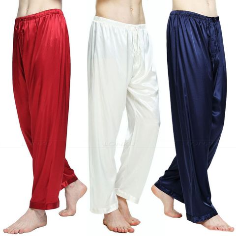 Pyjama en Satin de soie pour hommes, pyjama Lounge pantalon Lounge, culotte de sommeil gratuite, p & p S M L XL 2XL 3XL 4XL Plus ► Photo 1/1