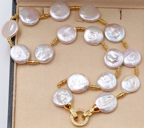 Collier en perles blanches, pièce de monnaie de Style Baroque naturel, collier de chandail, Bracelet, ras du cou, boucle d'éclairage ► Photo 1/5