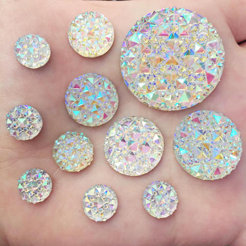 Strass en résine, multi-taille, peau de Crocodile ronde brillante AB à dos plat, pour scrapbooking, bricolage, artisanat d'ornement de mariage ► Photo 1/6