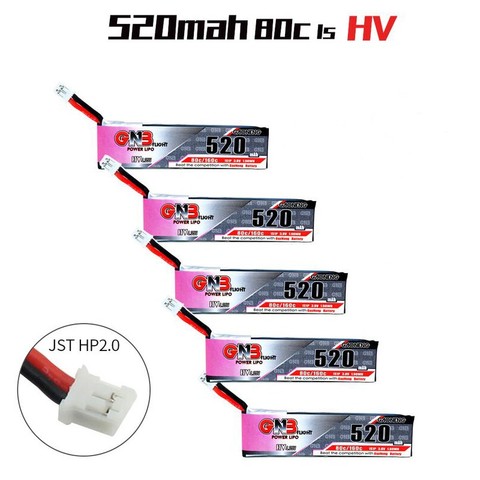 Gaoneng – lot de 5 batteries Lipo GNB 520mAh 3.8V 80C/160C 1S HV 4.35V, avec prise PH2.0, pour Emax Tinyhawk Kingkong LDARC TINY7 RC, pièces ► Photo 1/6