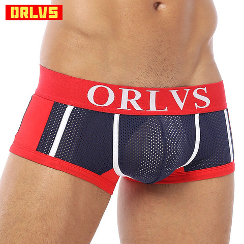 ORLVS – boxer Sexy pour hommes, sous-vêtements de sport, couleur unie ► Photo 1/6