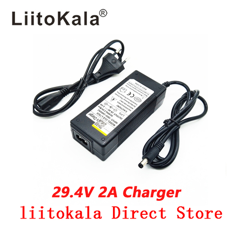 Nouveau chargeur de batterie au lithium de vélo électrique de haute qualité 29.4V 2A 7S pour batterie au lithium 24V 2A chargeur de connecteur RCA ► Photo 1/6