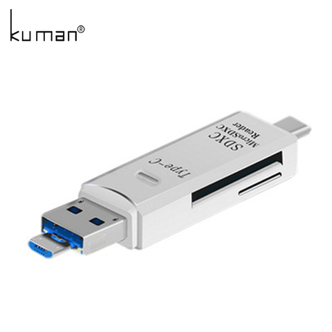 Kuman 2.0 OTG lecteur de cartes usb MicroUSB TypeC Interface avec Micro SD TF SD emplacement pour cartes Flash Mémoire lecteur de cartes pour Téléphone Y210 ► Photo 1/6
