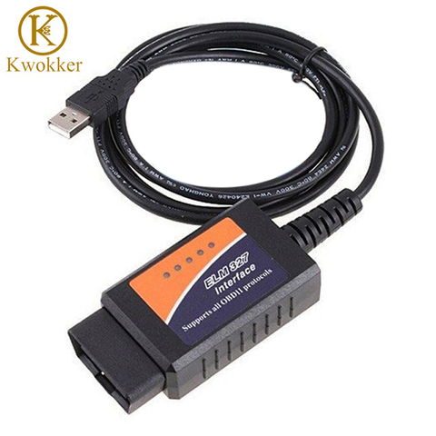 KWOKKER ELM327 USB | ELM 327 V1.5 OBD 2 ELM327, Interface USB peut-Scanner de BUS, outil de Diagnostic, câble Support de Code, protocoles de ► Photo 1/6