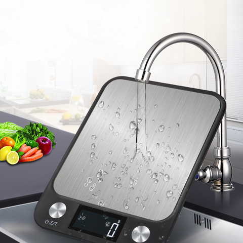 Balance de cuisine numérique multifonction en acier inoxydable, affichage LCD 10kg/1g Balance des aliments ► Photo 1/6