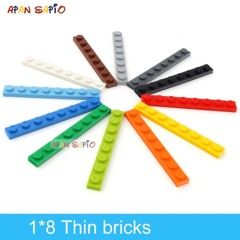 60 pièces bricolage blocs de construction figurines minces briques 1x8 points 12 couleur éducative taille créative Compatible avec les jouets lego pour les enfants ► Photo 1/6