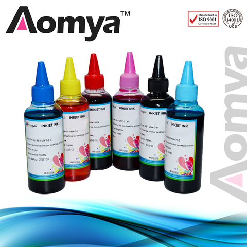 Aomya 6 couleurs x 100 ml Kits d'encre de recharge spécialisés compatibles pour imprimante jet d'encre HP 177 Designjet 130 30 90 ► Photo 1/5