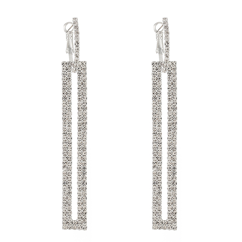 YFJEWE – boucles d'oreilles longues en forme de goutte d'eau pour femmes, bijoux de luxe, couleur or argent, Rectangle, strass, cadeau de fête, E550 ► Photo 1/6