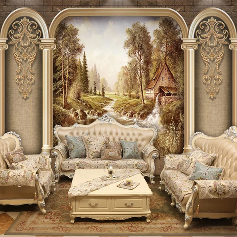 Papier peint Mural auto-adhésif 3D avec colonne romaine, Style européen, Art rétro, fresque, salon, chambre à coucher, décoration de luxe, pour la maison ► Photo 1/6