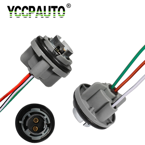 YCCPAUTO – support de Base de lumière 1157 BAY15D, 2 pièces, S25 P21/5W 1157 prise d'ampoule, lignes de connexion pour les feux de stationnement, accessoires de voiture ► Photo 1/6