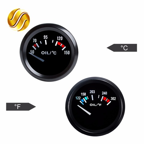 Dragon Gauge – jauge de température d'huile pour voiture, 2 pouces, 52mm, 12V, 50 ~ 150 Celsius / 122 ~ 302 Fahrenheit, lunette noire ► Photo 1/5