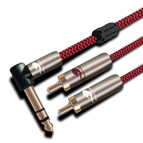 Audiophile – câble Audio stéréo 6.35mm vers double RCA pour Console de mixage, Angle Jack TRS 1/4 