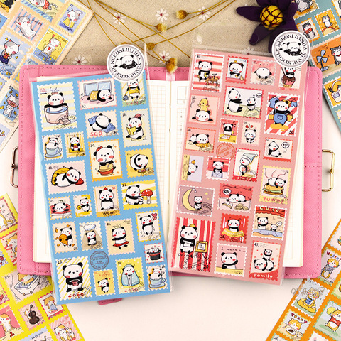 Autocollants Panda mignon Style tampon Nekoni Shiba, Stickers Scrapbooking, papeterie décorative, pour Album journal intime, DIY bricolage ► Photo 1/5