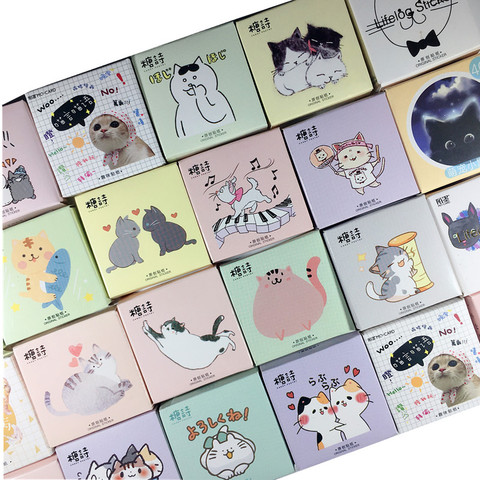Papier de collection chat Kawaii, Mini boîte d'autocollants japonais mignons, ensemble kawaii pour Scrapbooking, papeterie de Journal à paillettes ► Photo 1/5