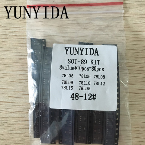 SOT-89 SMD transistor Trousse Total 8 types X10pcs = 80 pièces contient 78L05 78L06 78L08 78L09 78L10 78L12 78L15 79L05 ► Photo 1/1