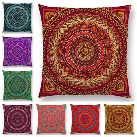 Housse de coussin, Mandala Hippie, style Floral arc-en-ciel, Boho, Vintage, canapé, décoration de maison, taie d'oreiller ► Photo 1/6