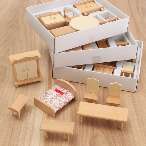 Meubles en bois Ensemble miniature pour poupée Jouets Maison