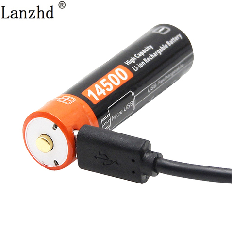 Batteries lithium-ion rechargeables, 14500 mAh, 750 v, pour lampe de poche led, ICR14500, 3.7 ► Photo 1/6