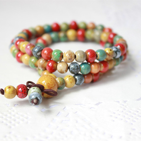 Bracelet de perles en céramique Bracelets pour femme de 6mm, perles d'art, style bohème, Chakra, accessoires, livraison directe ► Photo 1/4