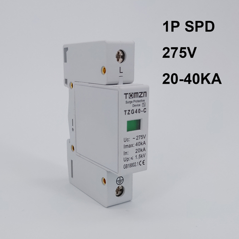 Dispositif antisurtension domestique, AC SPD 1P 20KA ~ 40KA 275V, dispositif de protection basse tension ► Photo 1/1
