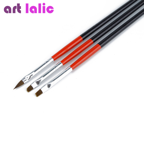 Artlalic – Kit de pinceaux à ongles, 3 tailles/ensemble, stylo plat, dessin, rouge, doux et professionnel, pour gel UV ► Photo 1/3