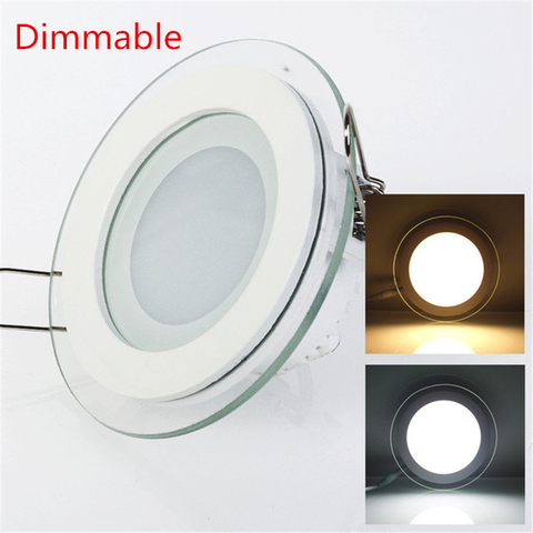 Spot lumineux LED encastrable circulaire ou carré en verre, éclairage d'intérieur, luminaire de plafond, lumière à intensité réglable, 6/12/18W, AC85-265V ► Photo 1/4