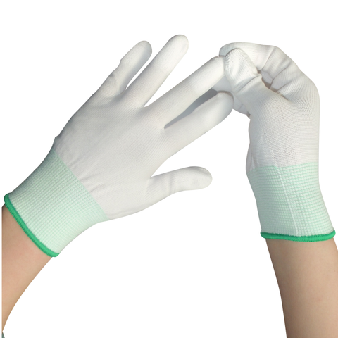 Gants en Nylon PU, antistatiques tricotés, blancs, 2 paires/lot ► Photo 1/1