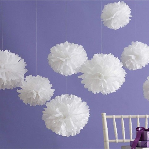 Boule de fleurs en papier Pom Poms 6 ''(15CM) | 5 pièces, pour décoration de voiture, fête de jardin maison, mariage, anniversaire et mariage ► Photo 1/6