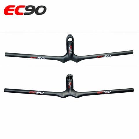 EC90 2017 nouveau guidon de vélo vtt 3 K mat en carbone intégré avec des pièces de tige de vélo à poignée plate de montagne ► Photo 1/1