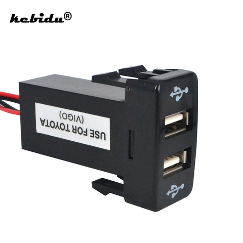 Kebidu chaud double USB chargeur de voiture adaptateur secteur pour fusible chargeur de téléphone portable 2 ports prise voiture style tableau de bord pour TOYOTA VIGO ► Photo 1/5