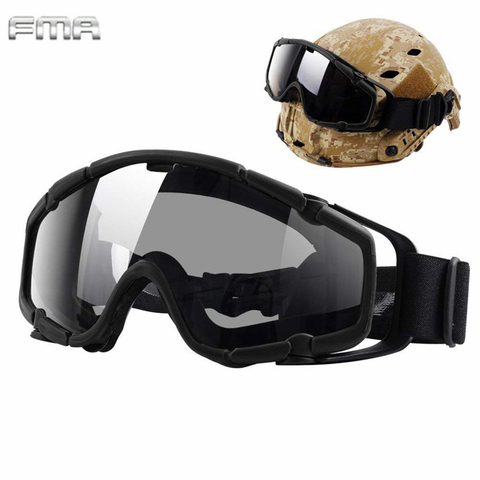 FMA – lunettes tactiques Airsoft balistiques Anti-buée, lunettes de sécurité militaires pour casques avec Rails latéraux BK & Clean Lens ► Photo 1/6